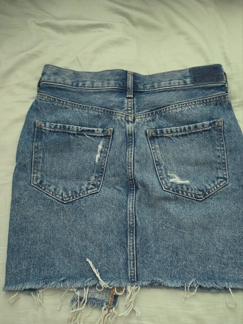 Express Women's Distressed Denim Skirt - Medium Blue
